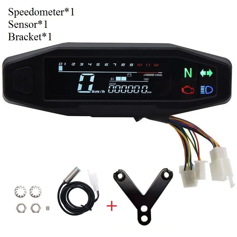 Universal Digital Motorcycle Speedometer Oil Gauge Tachometer Meters Instrument Cluster Turn Signal Light Indicator MULTI