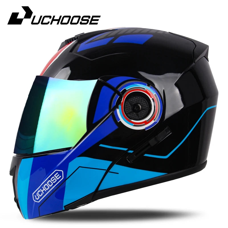 New Motorcycle helmet full face racing with Double sun visor Women man flip up Double lens DOT