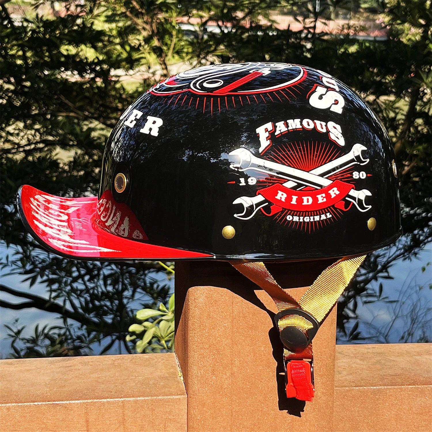 Motorcycle Helmet MTB Bike Unisex Cycling Safety Protector Half Face Type Retro Vintage Fashion Black-Wolf China