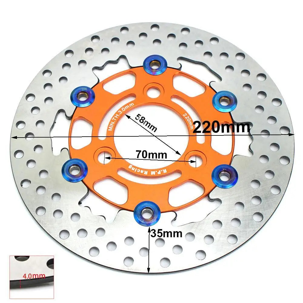 220mm RPM Motorcycle Brake Disc Floating Disk Rotor Brake Caliper Universal 3 Hole Front Rear Wheel For Yamaha Scooters Niu
