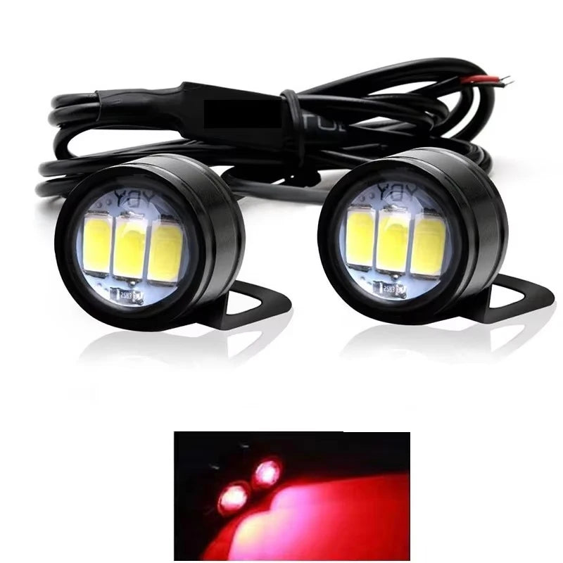 2X LED Motorcycle Light Moto Driving Light Strobe Blue Strobe Flashing Eagle Eye Light Accessories Headlight Fog Lamp 12V White Red