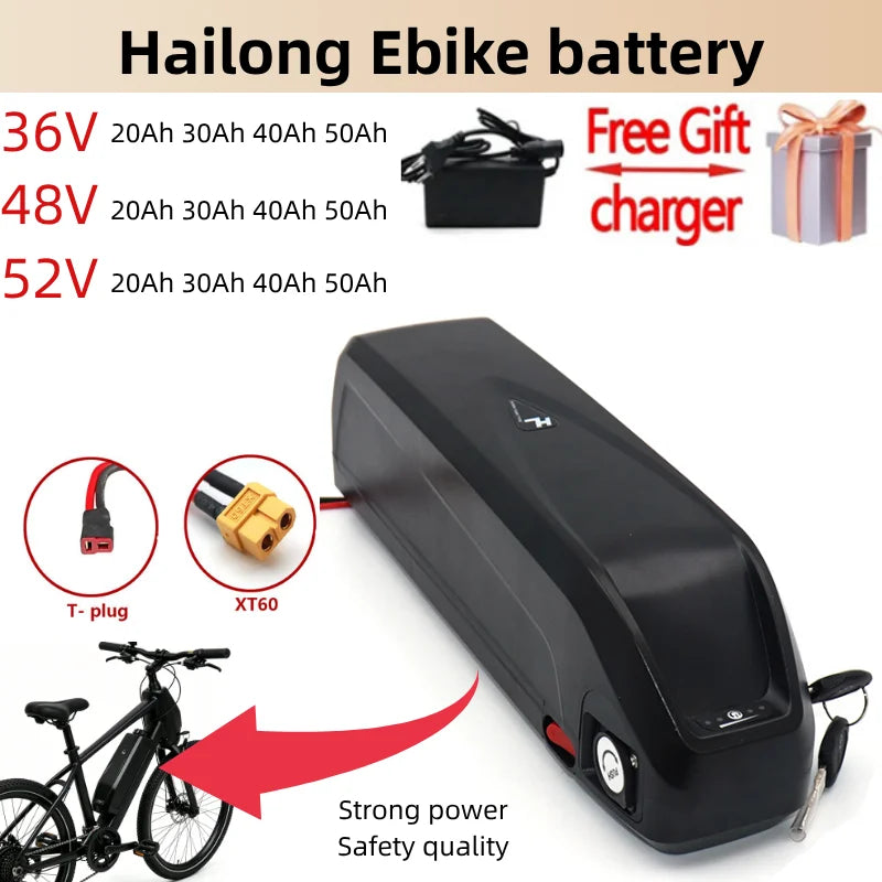 2026 High Quality Brand New 36V 48V 52V 20Ah 30Ah 40Ah 50Ah Hailong Mountain Bike General Battery Durable and Long-Lasting