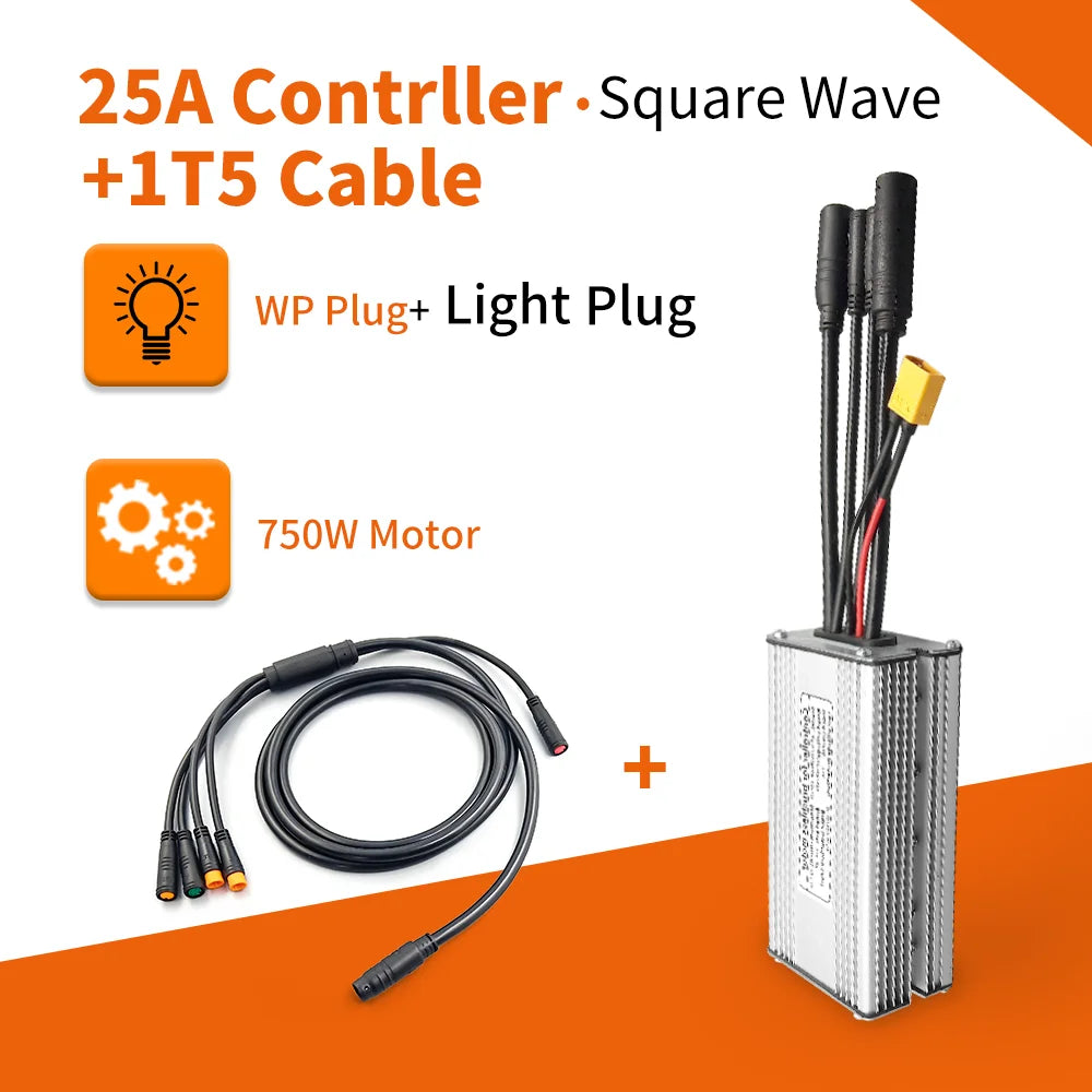 Electric Bike KT Controller 36V 48V Waterproof Brushless 250W 350W 500W 1000W Ebike Accessories with Light Function