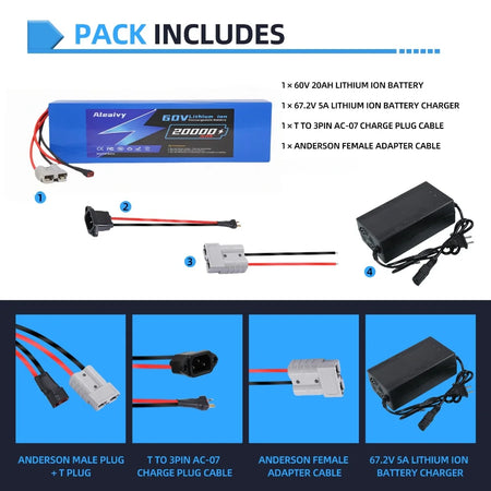 High capacity 60V battery pack for 2000W 3000W ebike motor build