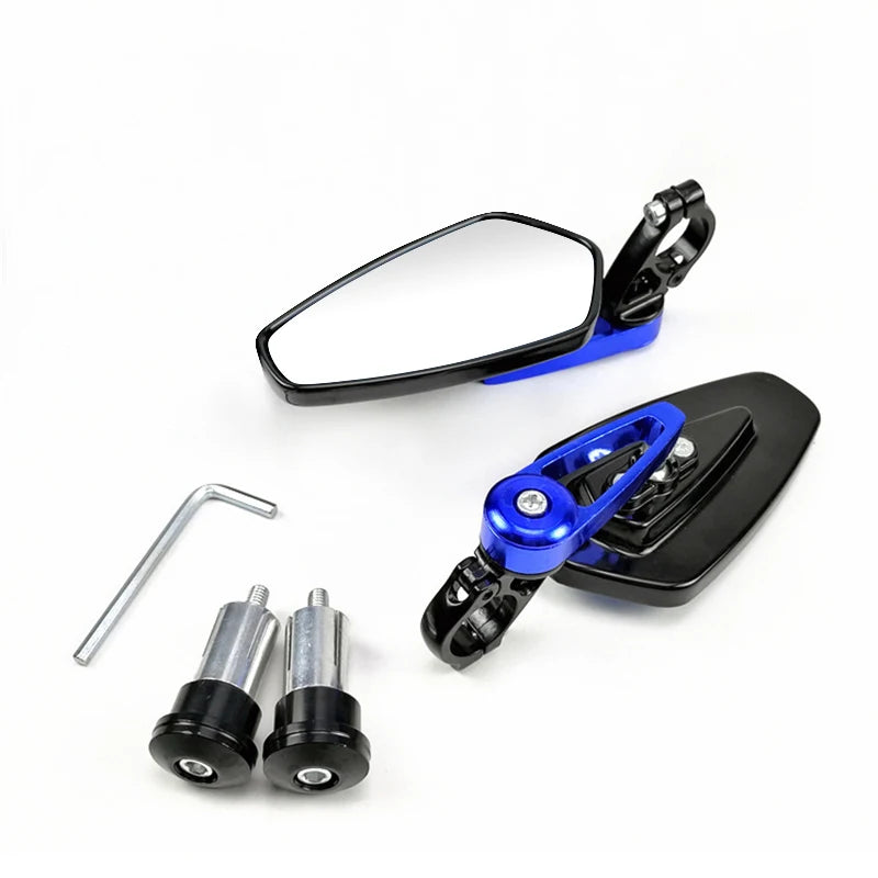 EAFC 1 Pair 7/8" 22mm Motorcycle Rearview Mirrors Universal Scooter Bar End Handlebar Mirror Rear View Mirror Accessories Blue