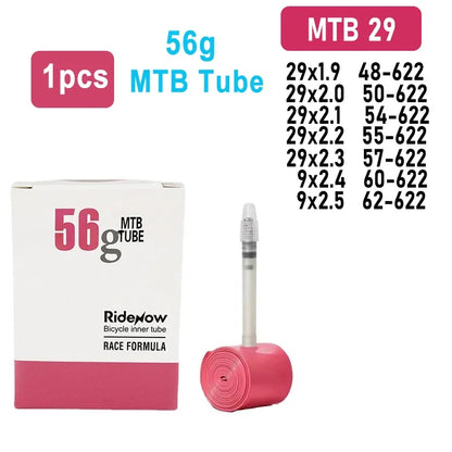 RideNow Bicycle Inner Tube 700c Road MTB Gravel 26inch 28inch 29inch Ultralight Bike Inner Tube French Valve 45mm MTB 29 56g X1 China