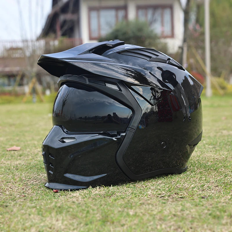 Motorcycle Helmet Men's and Women's Retro Street Fighter Combination Helmet Full Helmet Detachable Half Helmet 15