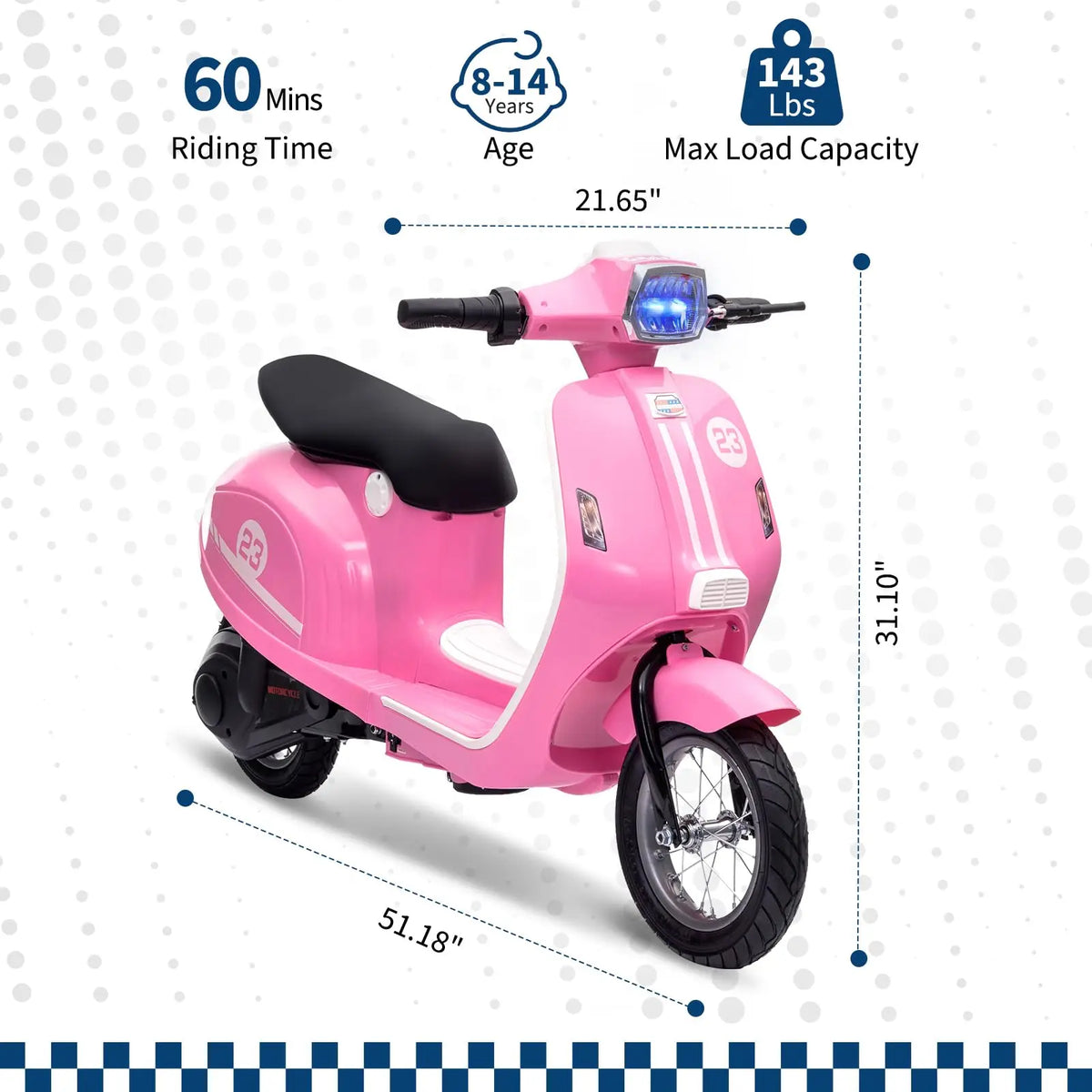 24v kids electric motorcycle full side profile view