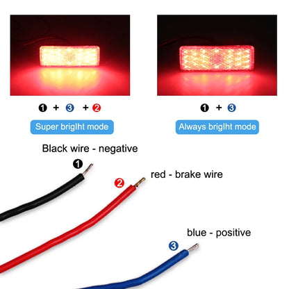 Tail Light Motorcycle Rectangle Reflector Tail Brake Lamp Motorcycle Rear Light Car ATV LED Reflectors Truck Side Warning Lights