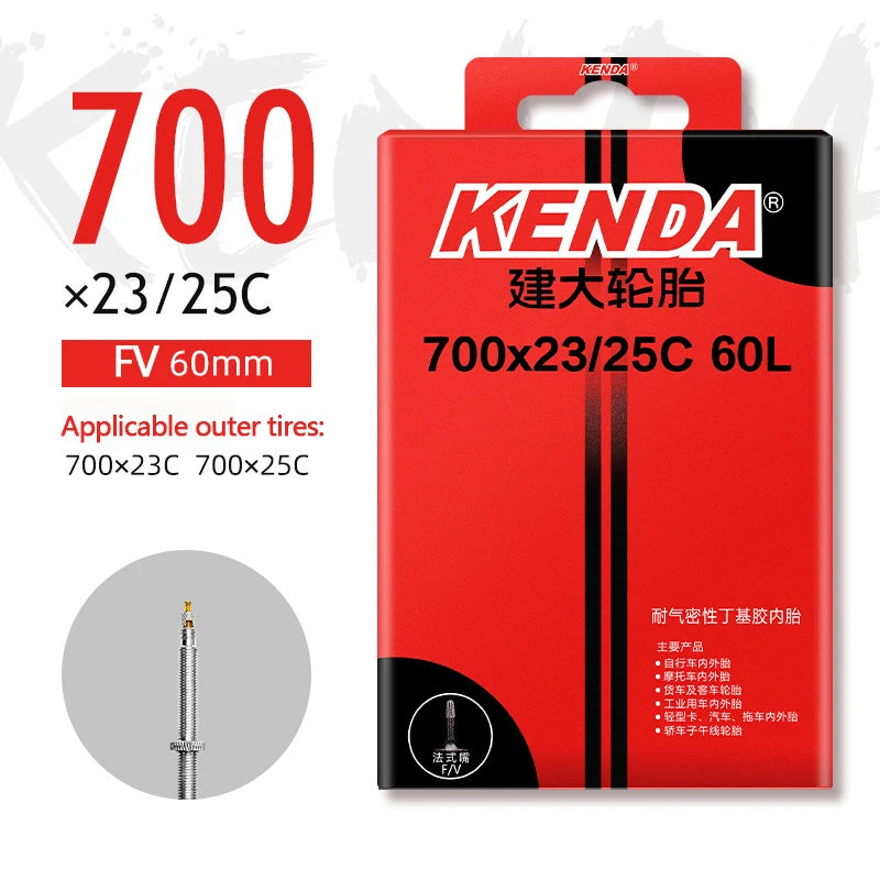 KENDA Bicycle Inner Tube 1PC 700C 23-25C 28-32C 35-43C Schrader Presta Butyl Rubber MTB Road Bike Tube Inner Tyre Bicycle Parts 700-23-25C-FV60L