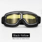 Universal Motorcycle Vintage Goggles Leather Motorbike Scooter Biker Moto Glasses Goggles for Steampunk Helmet Goggles Dustproof Black-Yellow