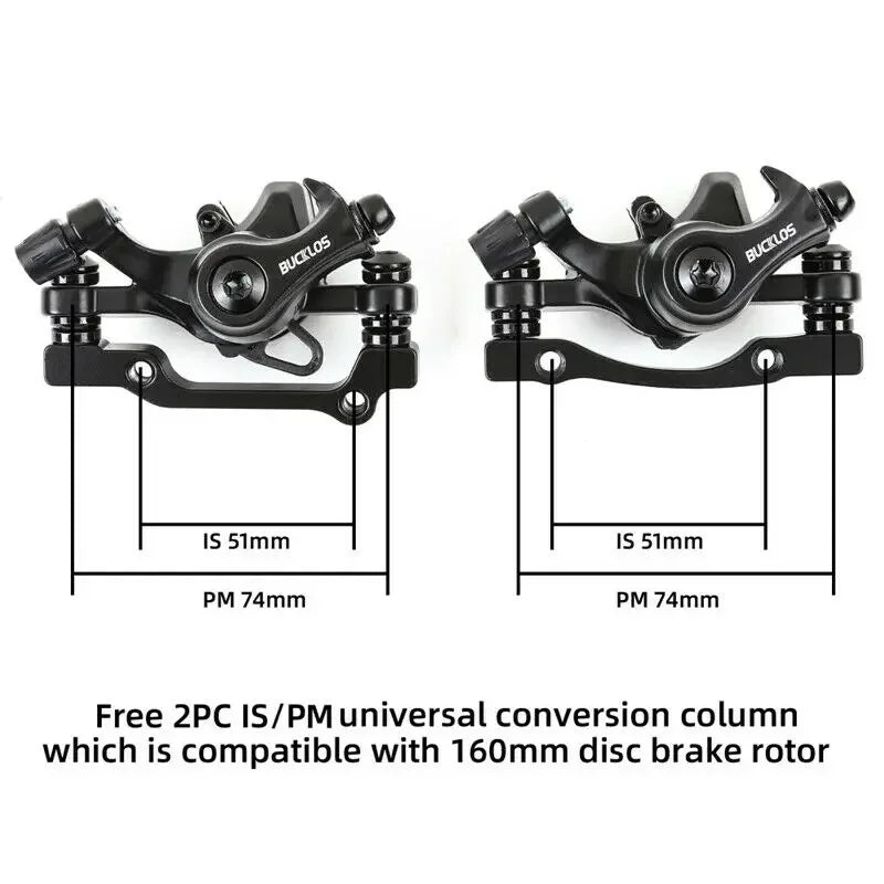 BUCKLOS Mtb Brake Caliper Bicycle Mechanical Disc Brake Set for Mountain Bike Pushes Caliper Piston with Rotor 160mm