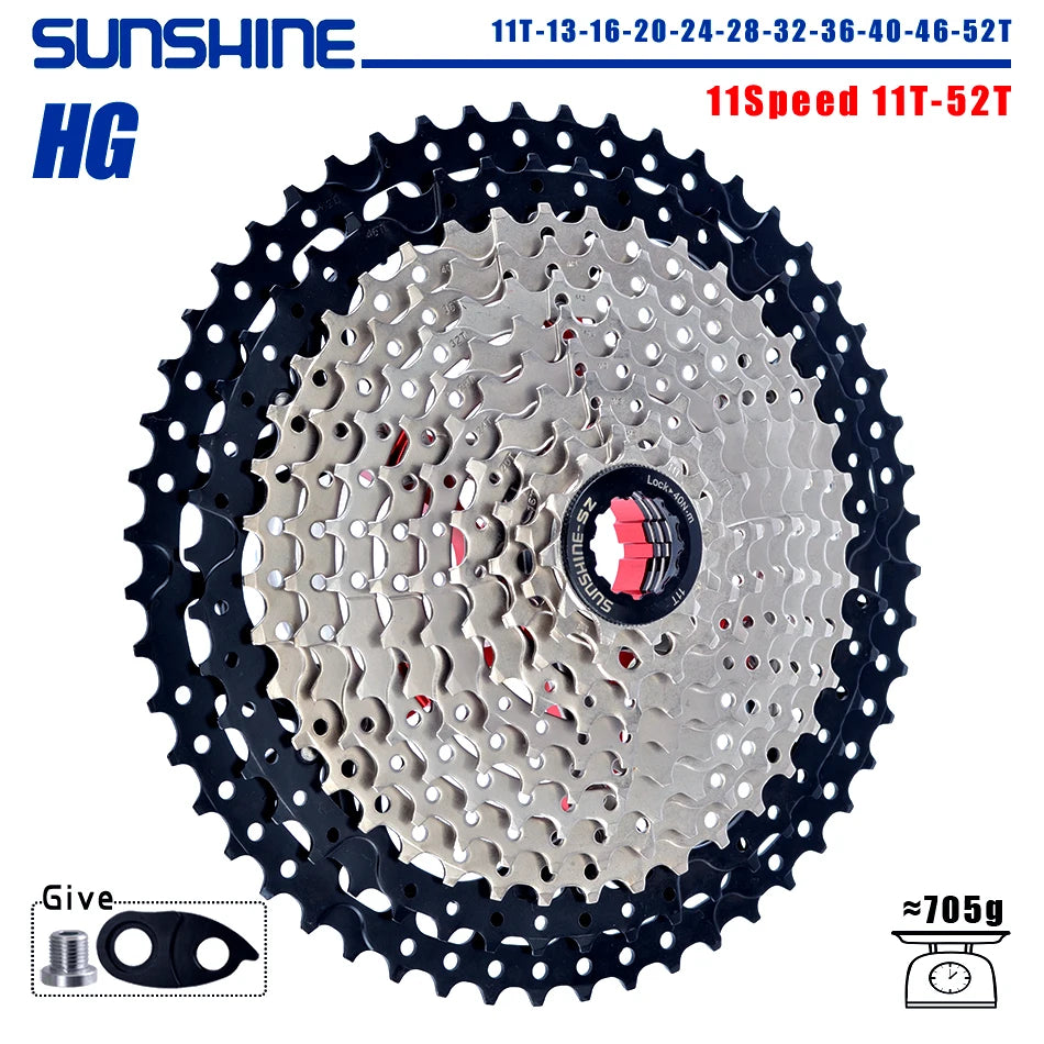 SUNSHINE Bicycle Cassette 8/9/10/11/12Speed Freewheel 32/36T/40T/42T/46T/50T/52T Sprocket HG Structure Flywheel For SHIMANO/SRAM 11 Speed 11T-52T China