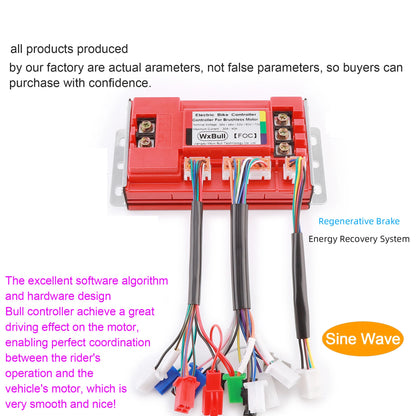 12Tubes Smart 3Mode 36V-72V Sine Wave 800W~1400W Brushless DC Controller for Electric Scooter Accessories