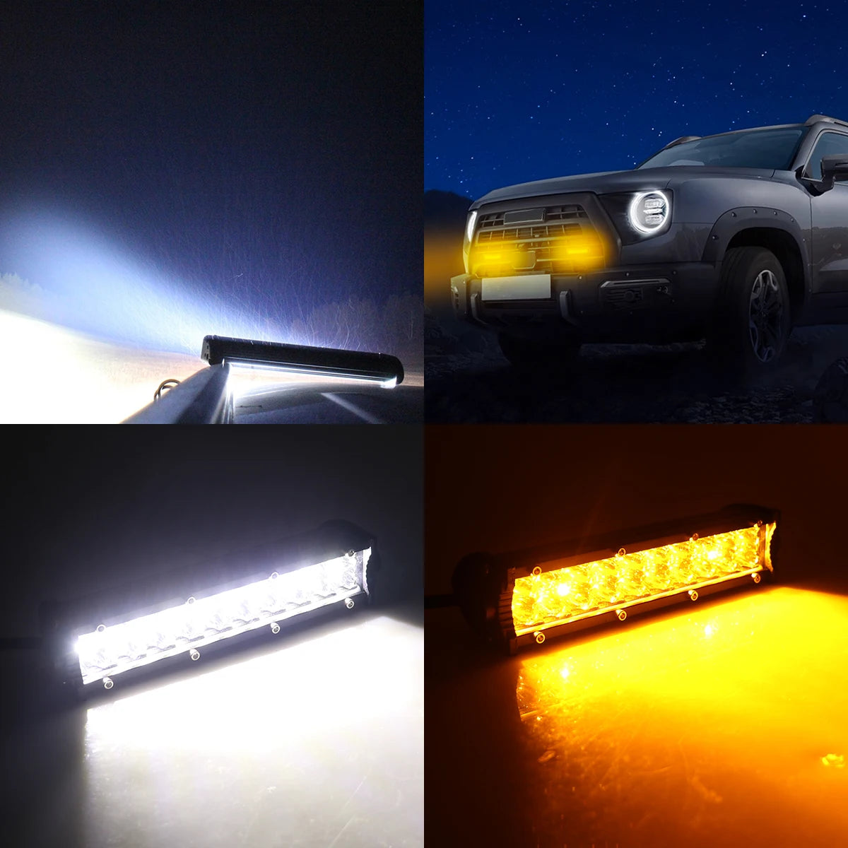 60W Motorcycle LED Headlight Light Bar Kit with Mounting Bracket Switch Wiring For Universal Most 7/8" Handlebar Dirt Pit Bike