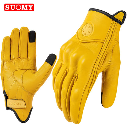 SUOMY Yellow New Motorcycle Racing Gloves Summer Perforated Leather Motocross Glove Men Women Motorcyclist Protected Gloves