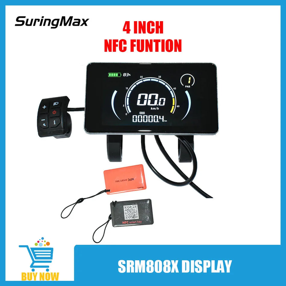 SRM808X SRM818X electric bike meter with 4 inch HD VA LCD screen front view