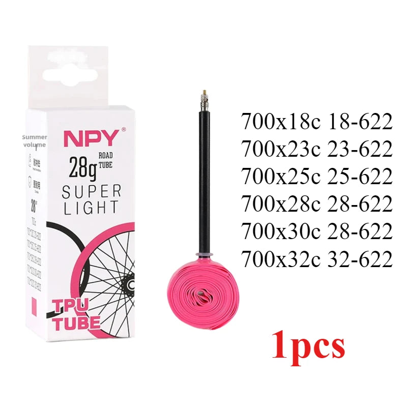 NPY TPU Bicycle Inner Tube 700C X18 23 25 28 32 35 37 40 47C Ultralight Road Gravel BikeTire Valve 45/65/85mm MTB 29 Inch Tube 1pcs 28g China
