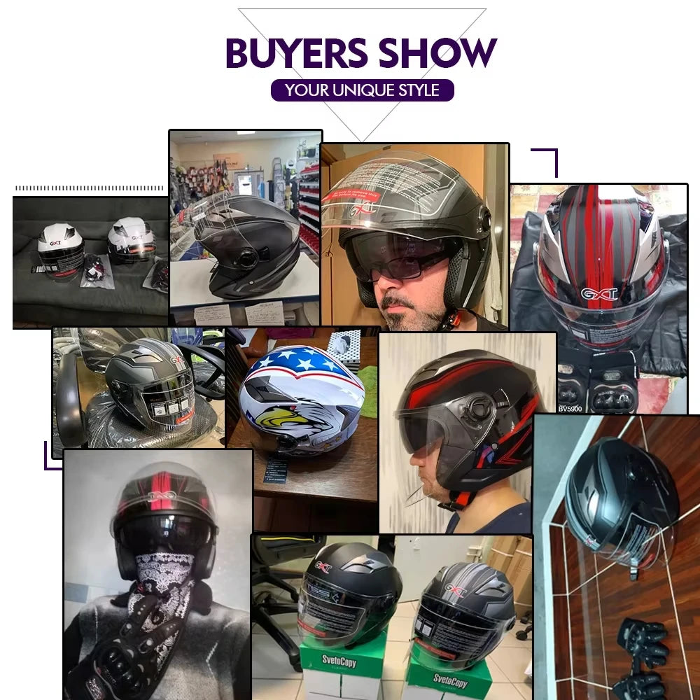 Motorcycle Helmet Open Face Double Lens Four Seasons Men Women Street Fashion Helmet