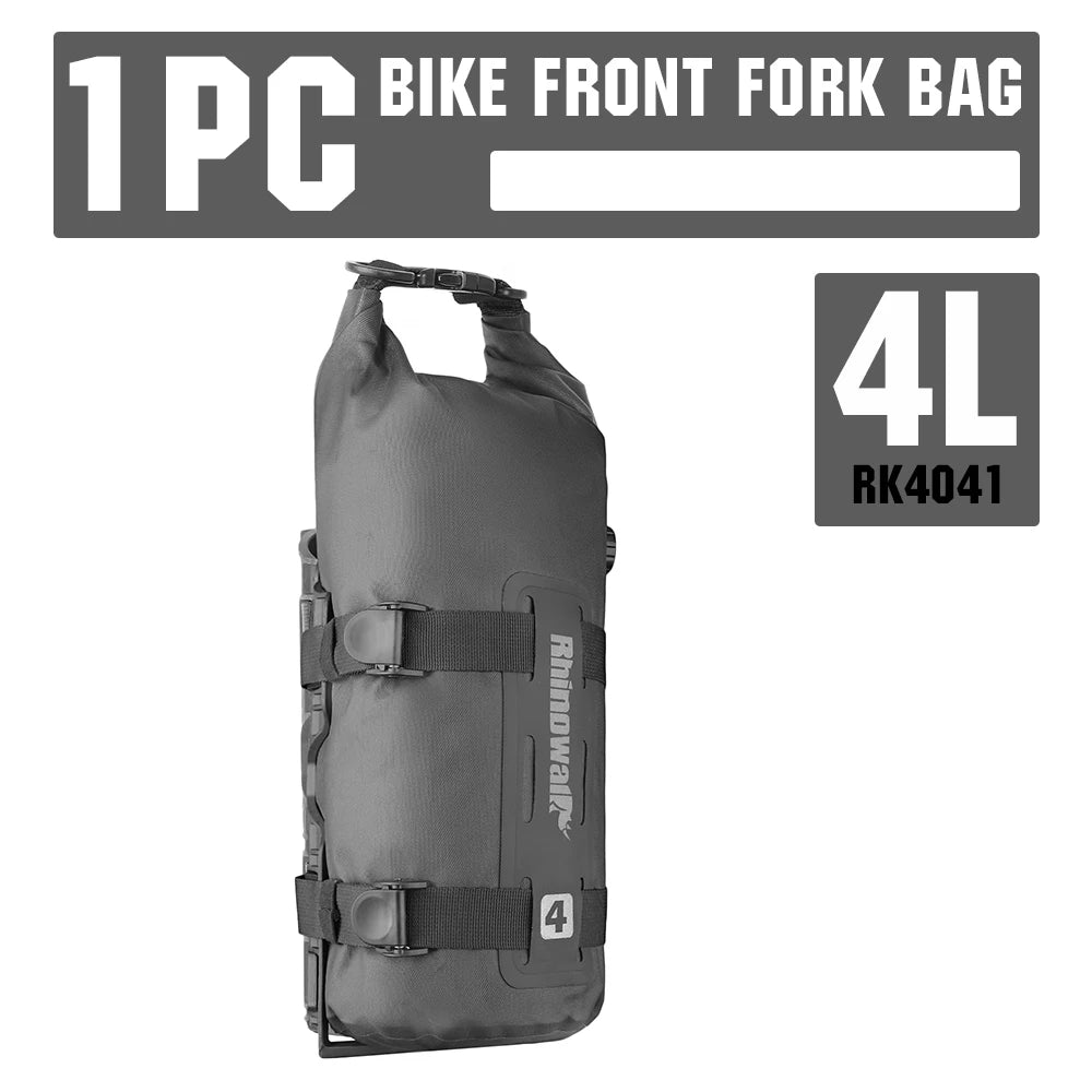Rhinowalk Bike Front Fork Bag Waterproof 4L/7L Quick Release Cycling Fork Rack Bikepacking Luggage Bag With Mounting Base Black-4L-1PC