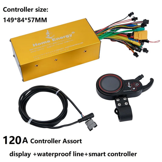 Waterproof Electric Bicycle Line Controller, Double Drive, Electric Scooter, Motorcycle LCD Display, 48V, 60V, 72V, 50A, 120A