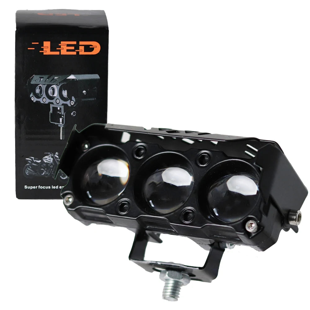 LED Motorcycle Spotlight Work Lamps Dual Color Hi/Low Beam Fog Light For Cars, SUVs, UTVs, Trucks, 12V, Mini Lens, Driving Light