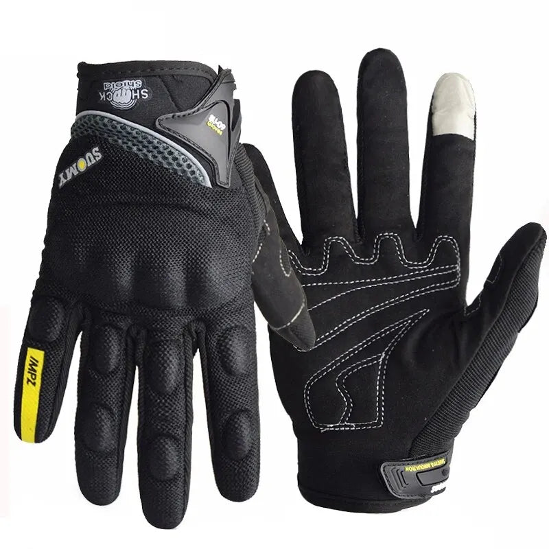 SUOMY Breathable Full Finger Racing Motorcycle Gloves Quality Stylishly Decorated Antiskid Wearable Gloves Size S-XXL Black