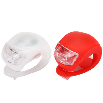 2 PCS Silicone Bicycle Front Rear Light Set Night Riding Safety Warning Taillight Easy to Install Flashlight Headlight Tail Lamp