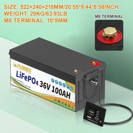 FLLYROWER Lithium Battery LCD Screen Showing Voltage and Capacity Status