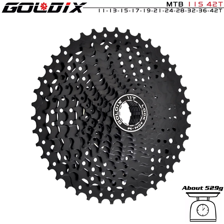 GOLDIX Black MTB Cassette 8/9/10/11/12 Speed 40/42/46/50T K7 Bicycle Freewheel Sprocket