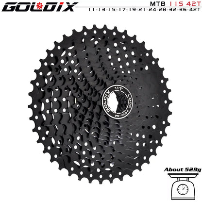 GOLDIX Black MTB Cassette 8/9/10/11/12 Speed 40/42/46/50T K7 Bicycle Freewheel Sprocket