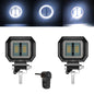 3INCH 20W Motorcycle LED Angel EyeWork Light Bar spot Lamp Offroad carBoat Truck SUv Pickup 12V 24V DrivingFog Lamp Headlight square white 2pcs