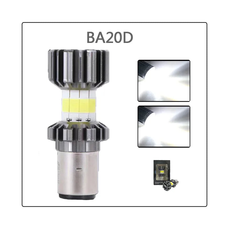 H4/P15D/BA20D 72W LED 8 COB Motorcycle Headlight Bulb 1800LM 6000K Hi/Lo Beam Light