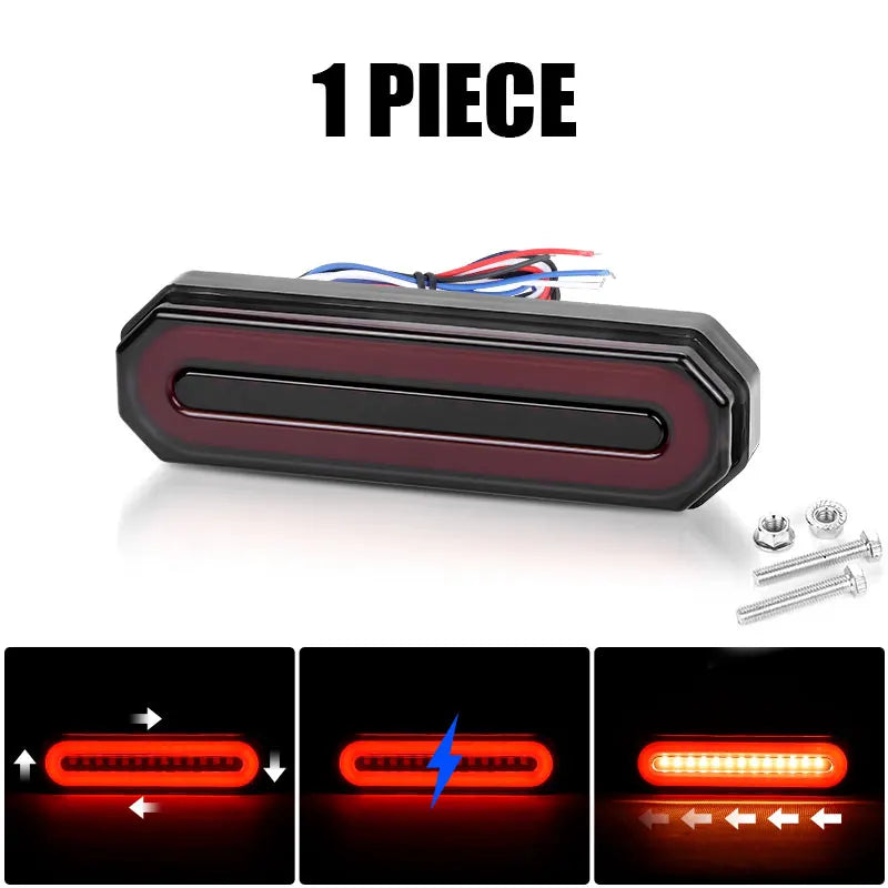 3 in 1 Motorcycle Led Brake Tail lamp Turn signal Light DRL Sequential Signal Lamps Taillight For Truck Trailer RV Cafe Racer