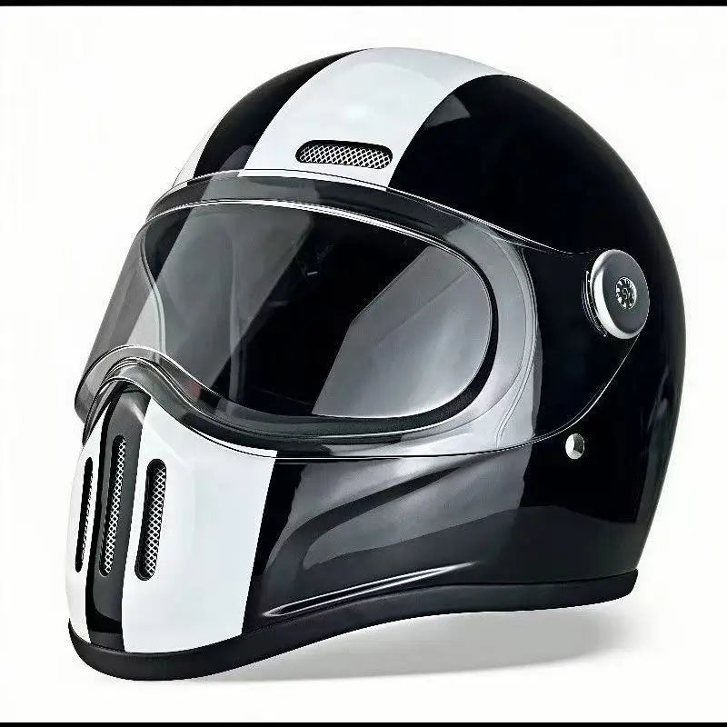 Full Face Helmet Vintage Red Sleek Design Lightweight Construction DOT ECE Certified Ideal