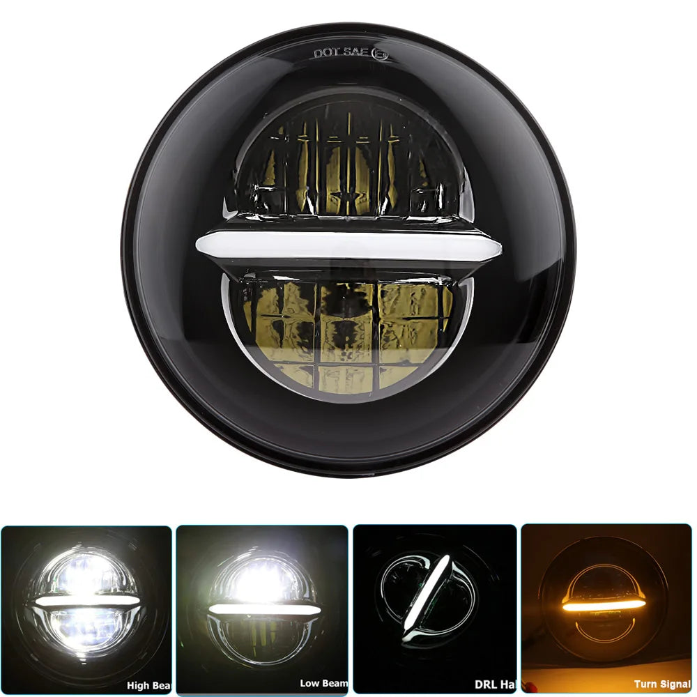5.75-Inch LED Motorcycle Headlight Projector Lens - Round Headlamp for Motorcycles