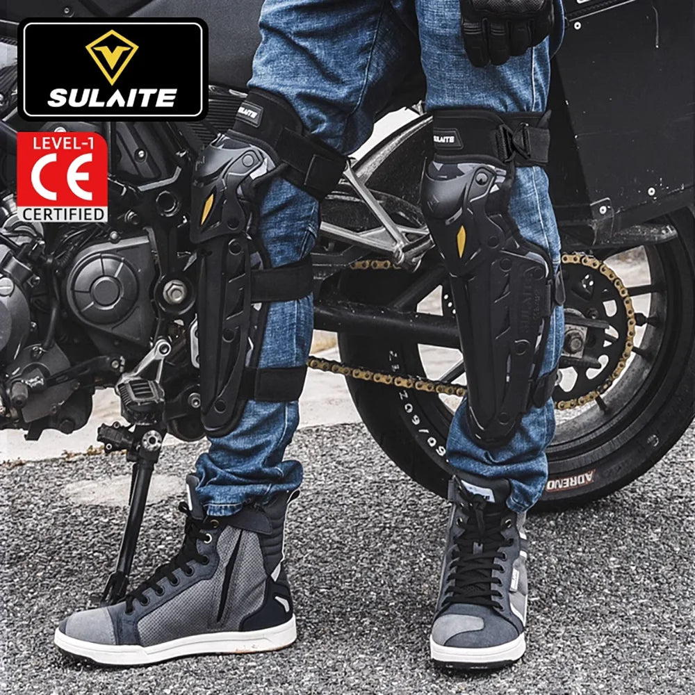SULAITE Motorcycle Knee Guards - Adjustable Mountain Bike Shin Pads for Adults