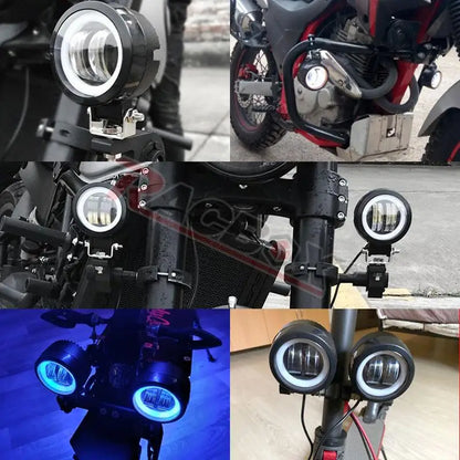3 Inch LED Signal Lights Headlight Foglamp Round Square DRL Spot Beam Angle Eye Adjustable Bracket For Motorcycle Bike Automoble