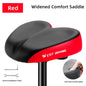WEST BIKING Comfortable Bike Saddle High Elastic Sponge Double Shock Absorption Bike Cushion Widen Waterproof MTB Road Bike Seat Black Red CHINA