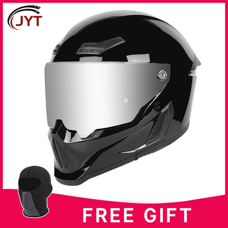 Motorcycle helmet matte black with reserved Bluetooth slot DOT certified sun protection breathable Glossy Black C CHINA