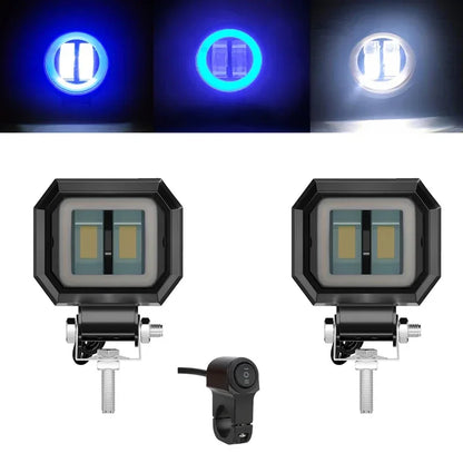 3INCH 20W Motorcycle LED Angel EyeWork Light Bar spot Lamp Offroad carBoat Truck SUv Pickup 12V 24V DrivingFog Lamp Headlight square blue 2pcs