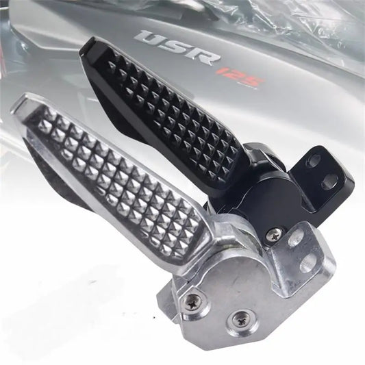 Motorcycle Bicycle Rear Passenger Foot Pedal Foot Rest Ped Foldable For Haojue USR 125 UFD VX USR UCR AFR 125 125cc
