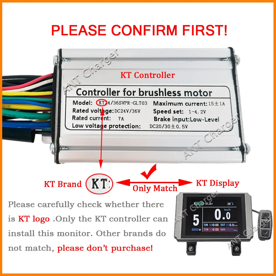 Kunteng KT LCD9 Color Display (24V/36V/48V) for E-Bikes – Available in Left Throttle (LCD9L) & Right Throttle (LCD9R)