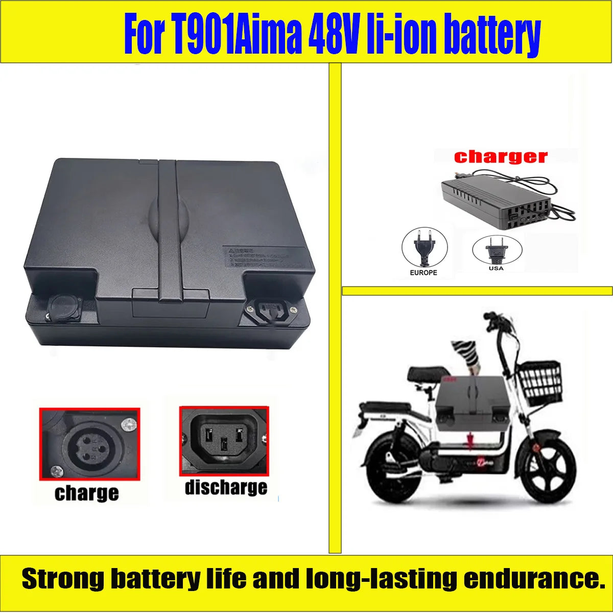 Top-down view of Aima T901 replacement lithium battery and wiring terminals