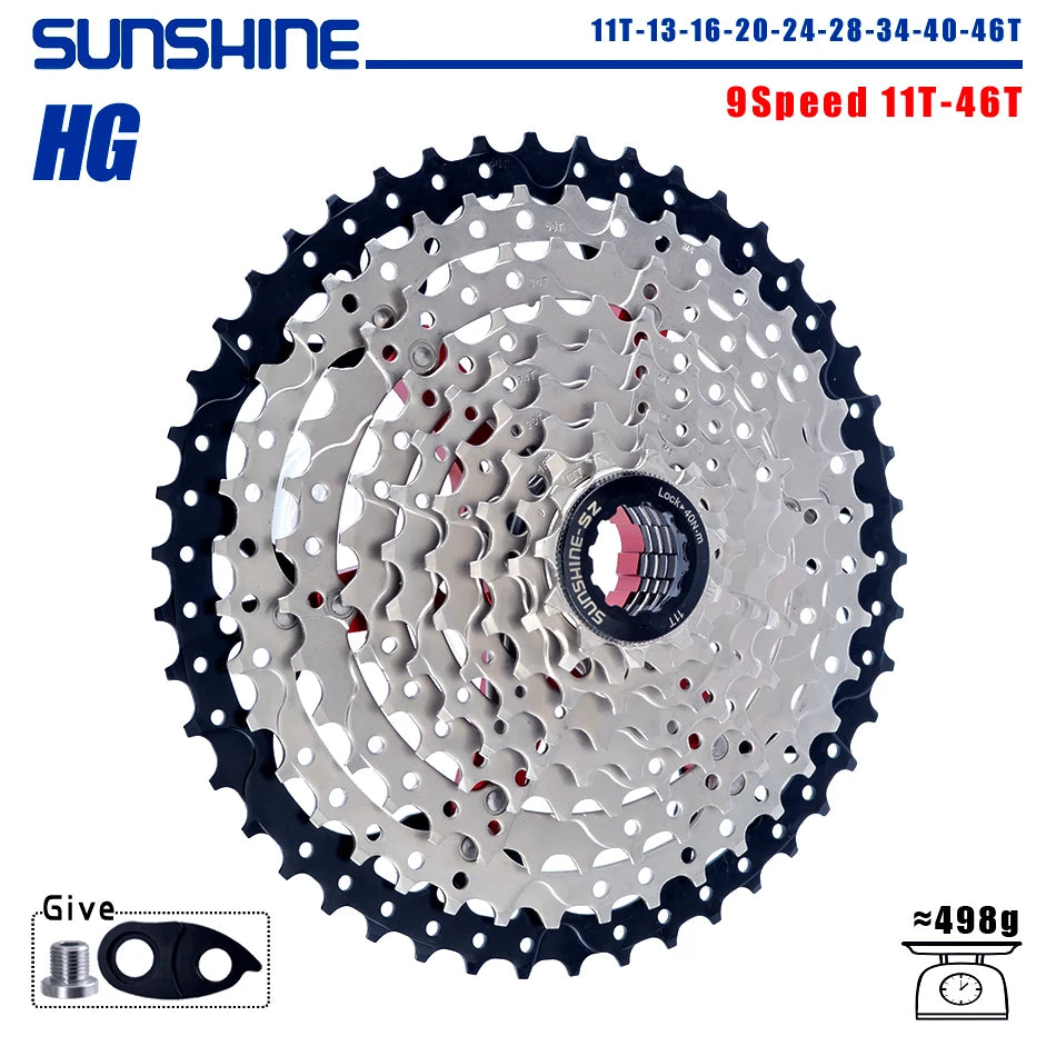 SUNSHINE Bicycle Cassette 8/9/10/11/12Speed Freewheel 32/36T/40T/42T/46T/50T/52T Sprocket HG Structure Flywheel For SHIMANO/SRAM 9 Speed 11T-46T China
