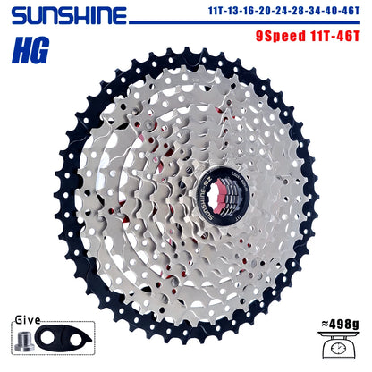 SUNSHINE Bicycle Cassette 8/9/10/11/12Speed Freewheel 32/36T/40T/42T/46T/50T/52T Sprocket HG Structure Flywheel For SHIMANO/SRAM 9 Speed 11T-46T China
