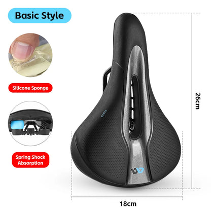 WEST BIKING Thicken Bicycle Saddle Comfortable Shockproof Cycling Seat Hollow Non-slip Soft Cushion Travel MTB Road Bike Saddle