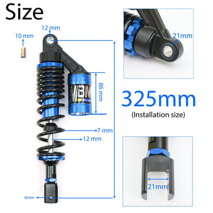 Universal 325MM Motorcycle Rear Shock Absorber Suspension For Suzuki Honda Yamaha Kawasaki Scooter ATV Quad Dirt Pocket Bike 325MM BLUE