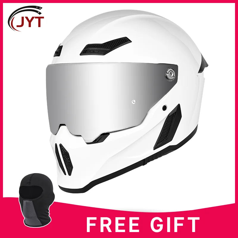 Motorcycle helmet matte black with reserved Bluetooth slot DOT certified sun protection breathable Glossy White C CHINA