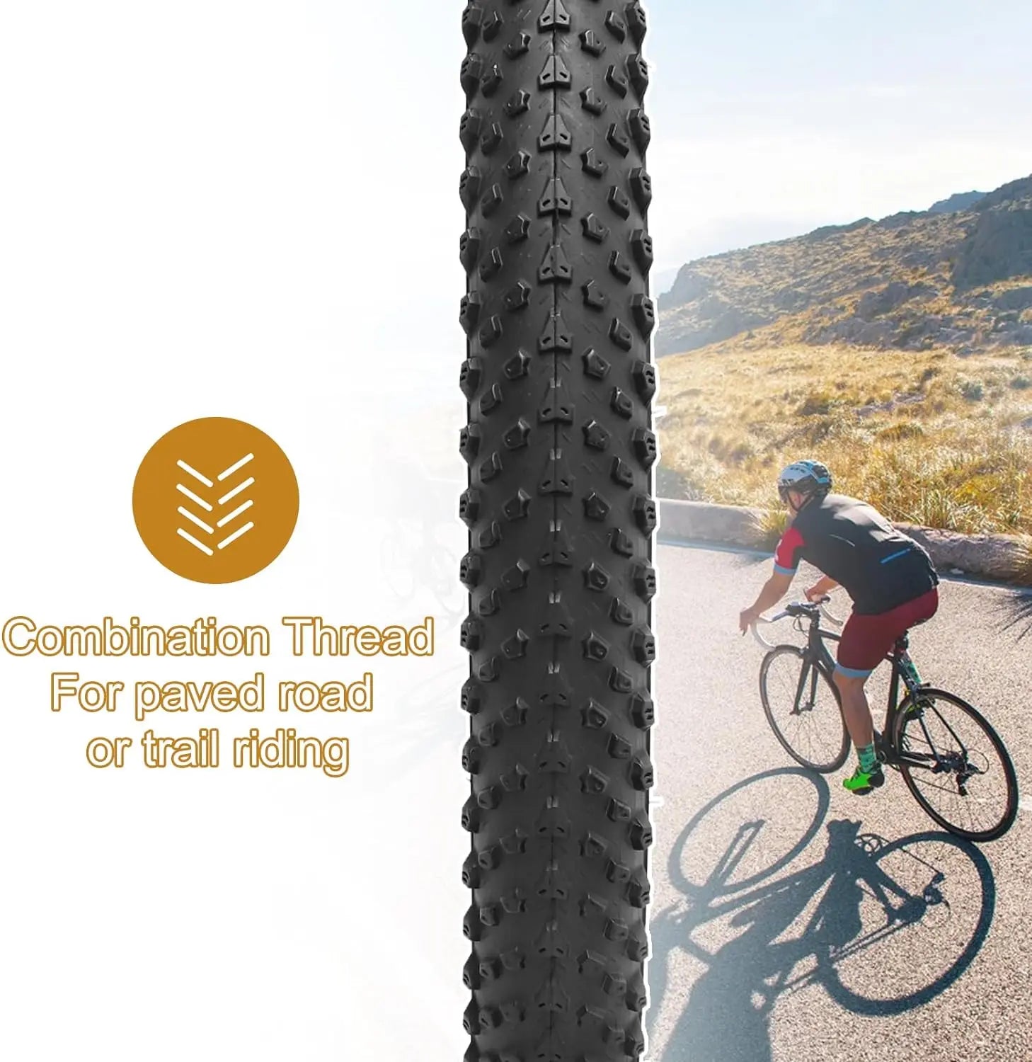 ZUKKA 1Pack Mountain Brown Side Bike Tire 20/24/26/27.5/29 Inch Strong Grip Bicycle Tire for MTB Mountain Bicycle Bike Tyre